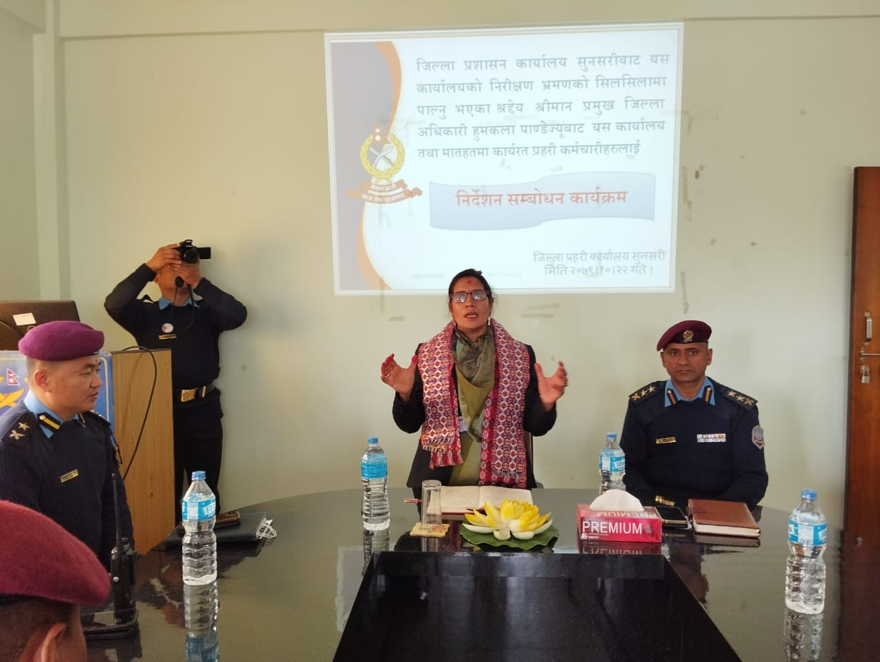 Monitoring inspection of District Police Office, Sunsari by Chief District Officer. Date:- 22/10/2079, Sunday